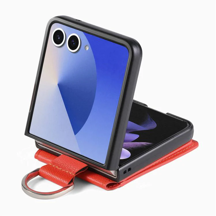 For Galaxy Z Flip8 5G Litchi Texture Leather Ring Wallet Phone Case(Orange) - Image 3