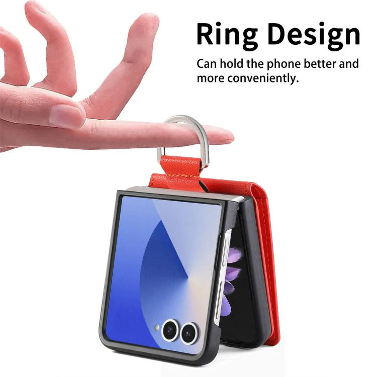 For Galaxy Z Flip8 5G Litchi Texture Leather Ring Wallet Phone Case(Orange) - Image 5