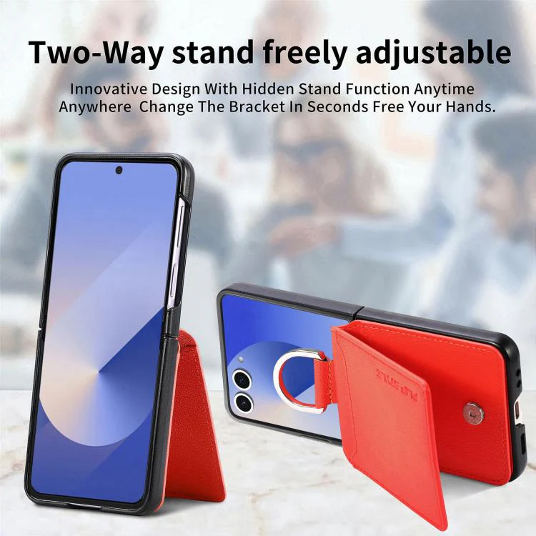 For Galaxy Z Flip8 5G Litchi Texture Leather Ring Wallet Phone Case(Orange) - Image 7