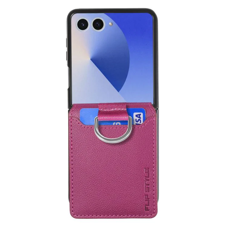 For Galaxy Z Flip8 5G Litchi Texture Leather Ring Wallet Phone Case(Purple) - Image 2
