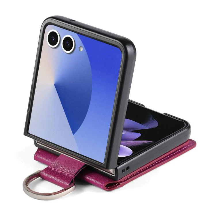 For Galaxy Z Flip8 5G Litchi Texture Leather Ring Wallet Phone Case(Purple) - Image 3