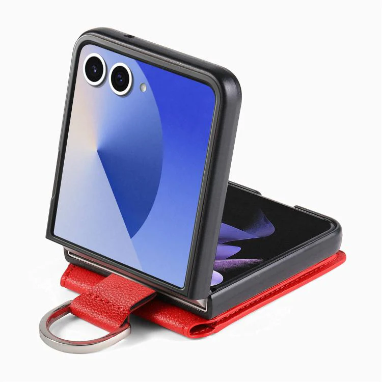 For Galaxy Z Flip8 5G Litchi Texture Leather Ring Wallet Phone Case(Red) - Image 3