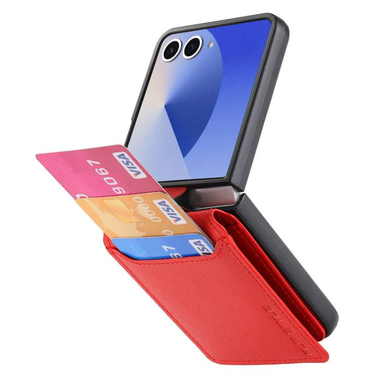 For Galaxy Z Flip8 5G Litchi Texture Leather Ring Wallet Phone Case(Red) - Image 4