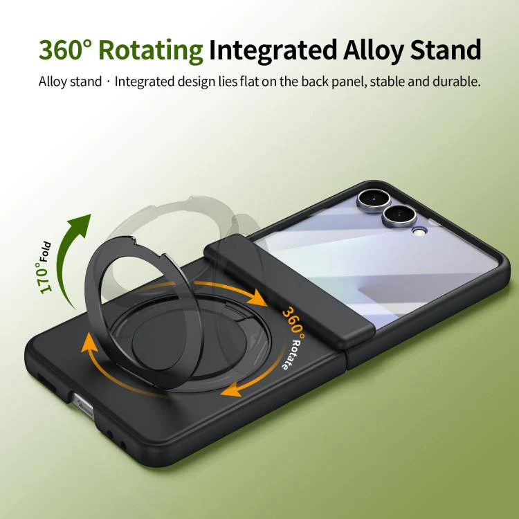 For Galaxy Z Flip8 5G Rotation Magnetic Ring Holder Hinge Integrated Film Phone Case(Black) - Image 5