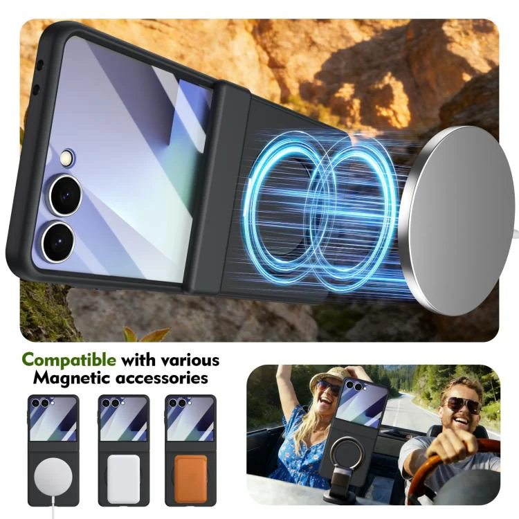 For Galaxy Z Flip8 5G Rotation Magnetic Ring Holder Hinge Integrated Film Phone Case(Black) - Image 6