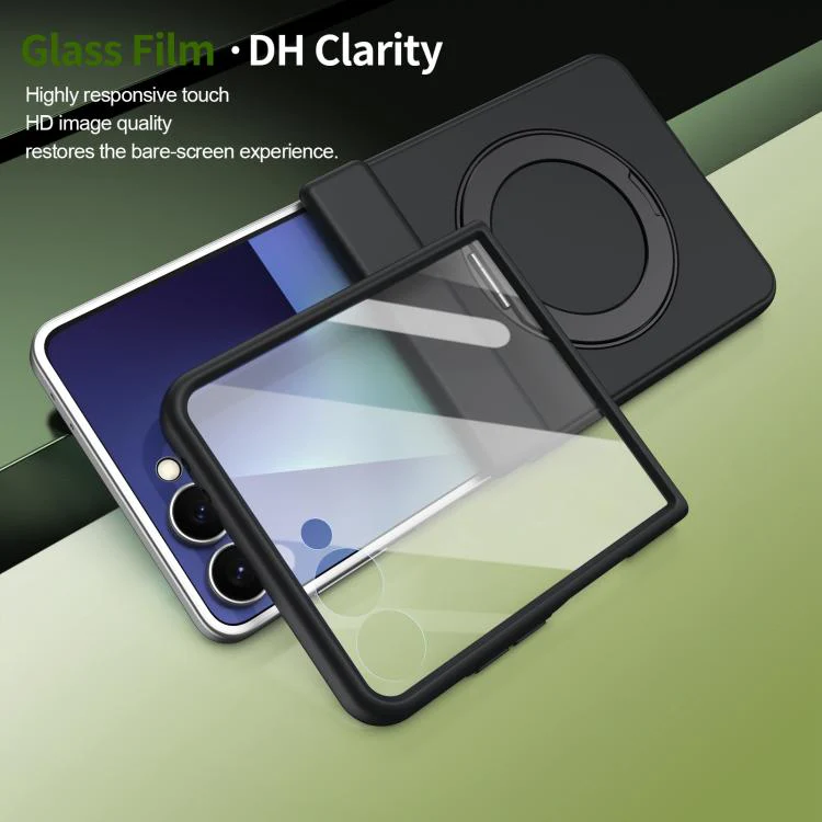 For Galaxy Z Flip8 5G Rotation Magnetic Ring Holder Hinge Integrated Film Phone Case(Black) - Image 7