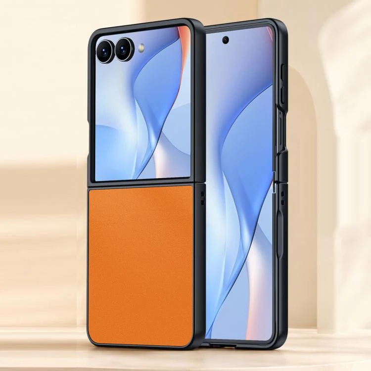 For Galaxy Z Flip8 5G Ultra-thin Plain Skin Leather Phone Case(Orange)