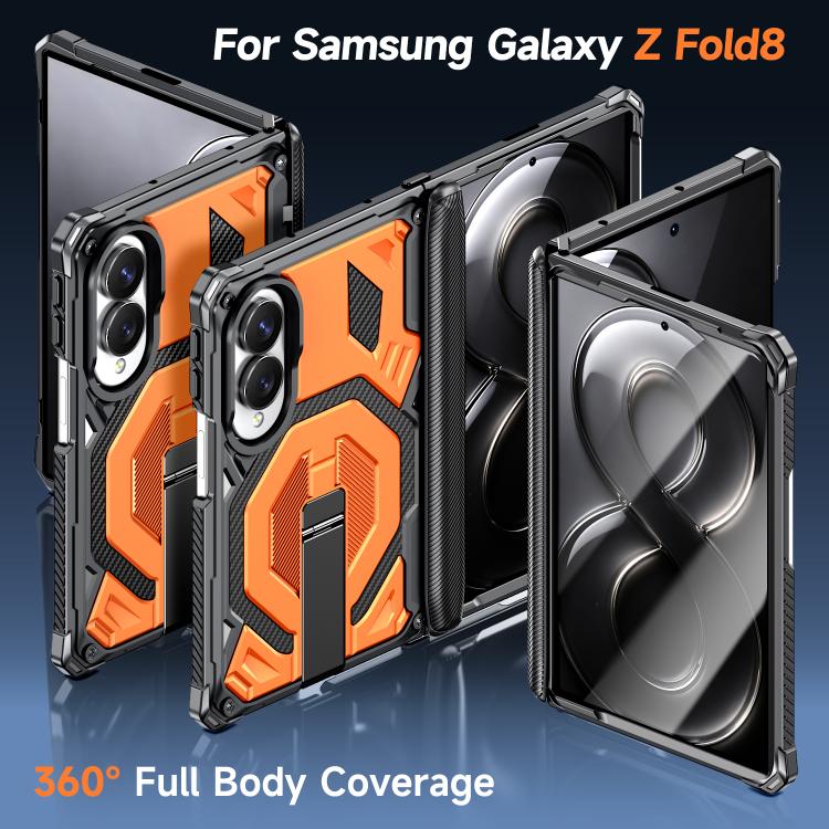 For Galaxy Z Fold8 5G Hidden Metal Holder Magnetic Shockproof Phone Case(Orange) - Image 3
