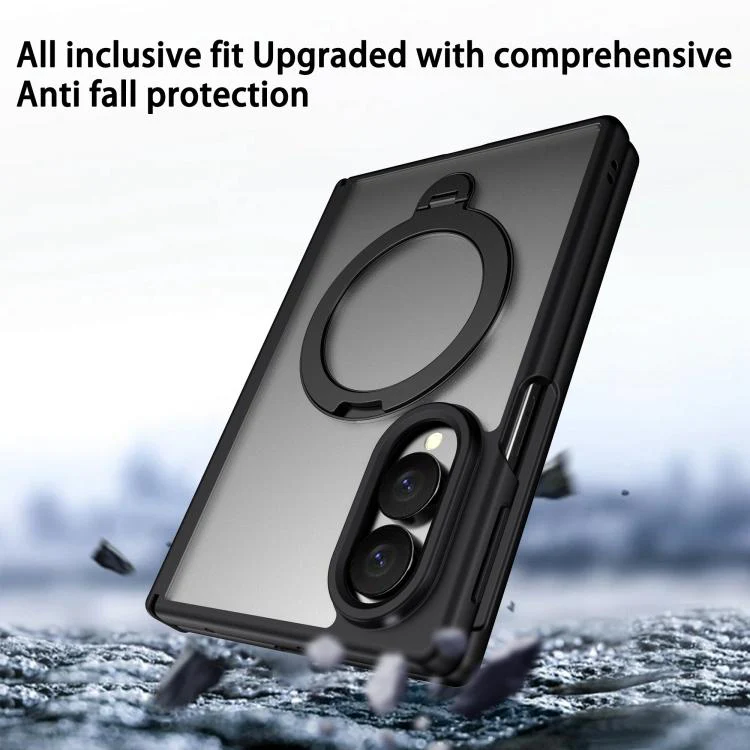 For Galaxy Z Fold8 5G Hinge 360 Rotation Magnetic Ring Holder Integrated Film Phone Case(Black) - Image 7