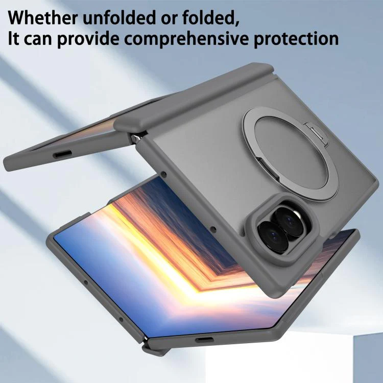 For  Galaxy Z Fold8 5G Hinge 360 Rotation Magnetic Ring Holder Integrated Film Phone Case(Grey) - Image 3