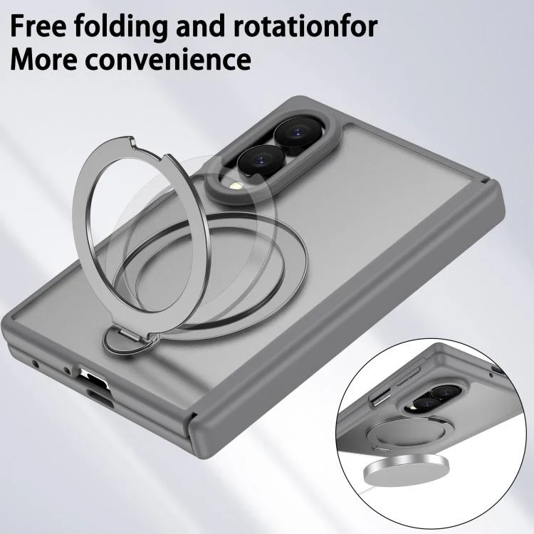 For  Galaxy Z Fold8 5G Hinge 360 Rotation Magnetic Ring Holder Integrated Film Phone Case(Grey) - Image 4