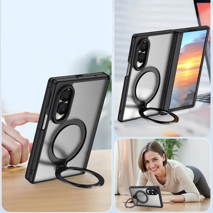For  Galaxy Z Fold8 5G Hinge 360 Rotation Magnetic Ring Holder Phone Case, No Film(Black) - Image 8