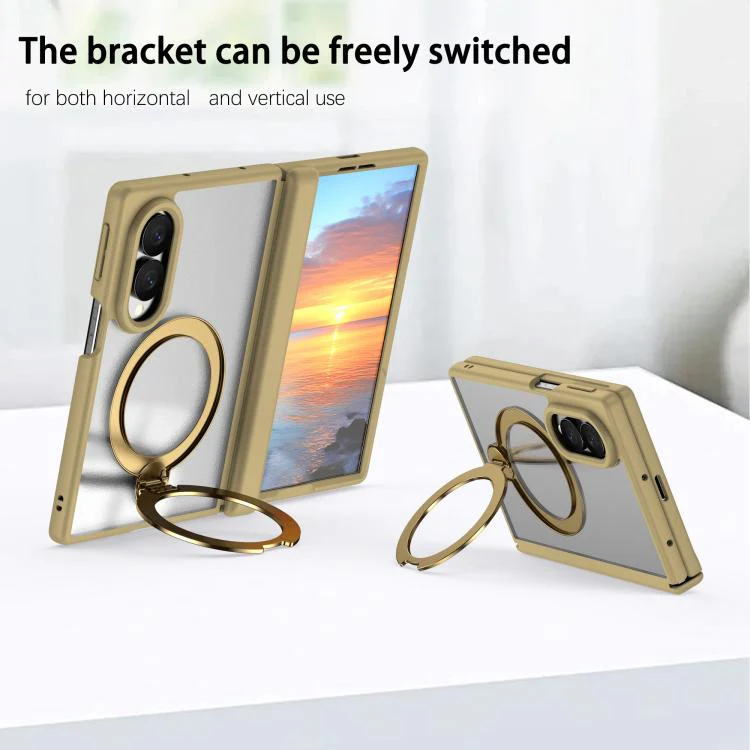 For Galaxy Z Fold8 5G Hinge 360 Rotation Magnetic Ring Holder Phone Case, No Film(Desert Gold) - Image 6