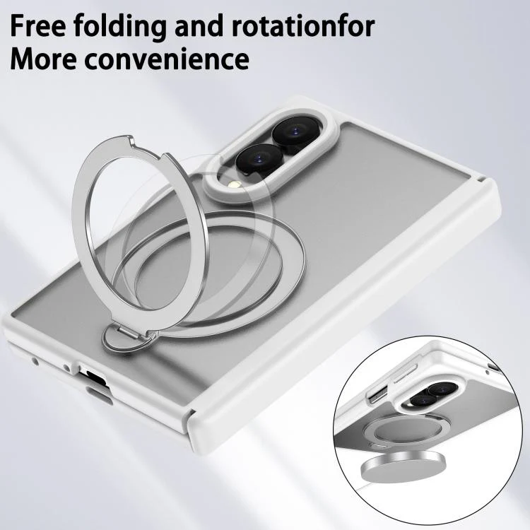 For  Galaxy Z Fold8 5G Hinge 360 Rotation Magnetic Ring Holder Phone Case, No Film(White) - Image 4