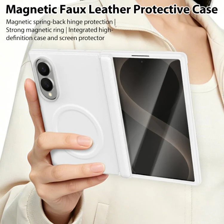 For Galaxy Z Fold8 5G Integrated Vegan Leather Central Magnetic Phone Case(Green) - Image 5