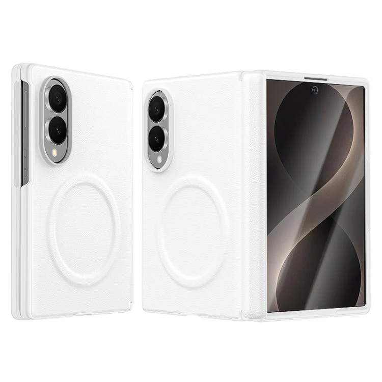For Galaxy Z Fold8 5G Integrated Vegan Leather Central Magnetic Phone Case(White)