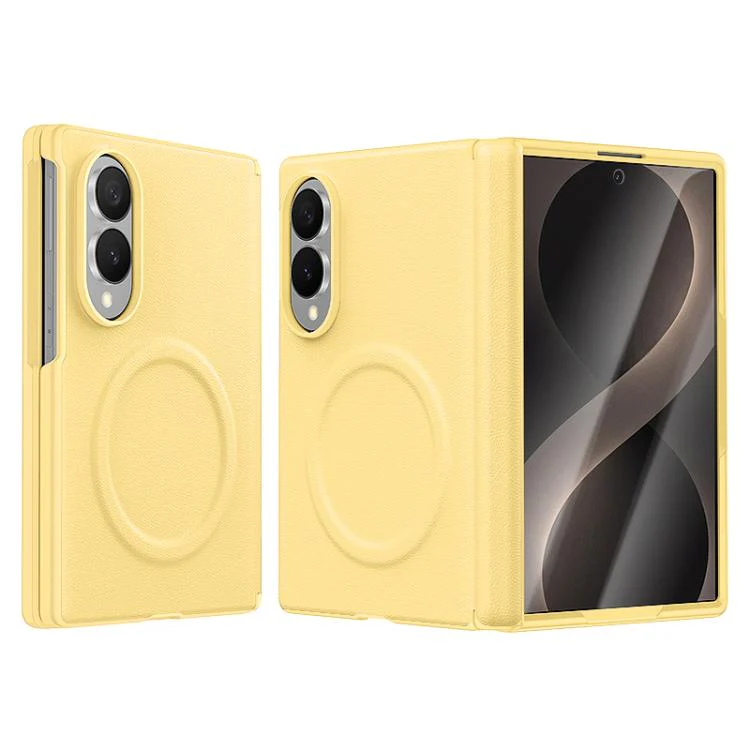 For Galaxy Z Fold8 5G Integrated Vegan Leather Central Magnetic Phone Case(Yellow)