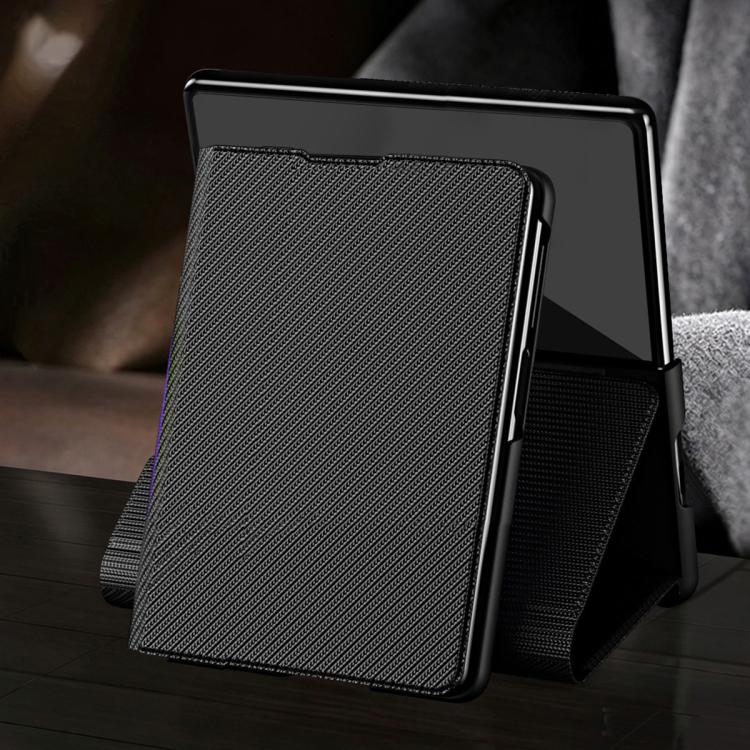 For  Galaxy Z Fold8 5G Kevlar-Texture Vegan Leather Phone Case with Holder(Black) - Image 2