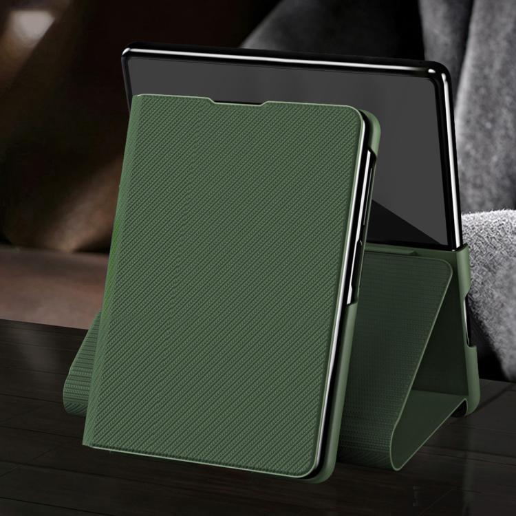For  Galaxy Z Fold8 5G Kevlar-Texture Vegan Leather Phone Case with Holder(Green) - Image 2
