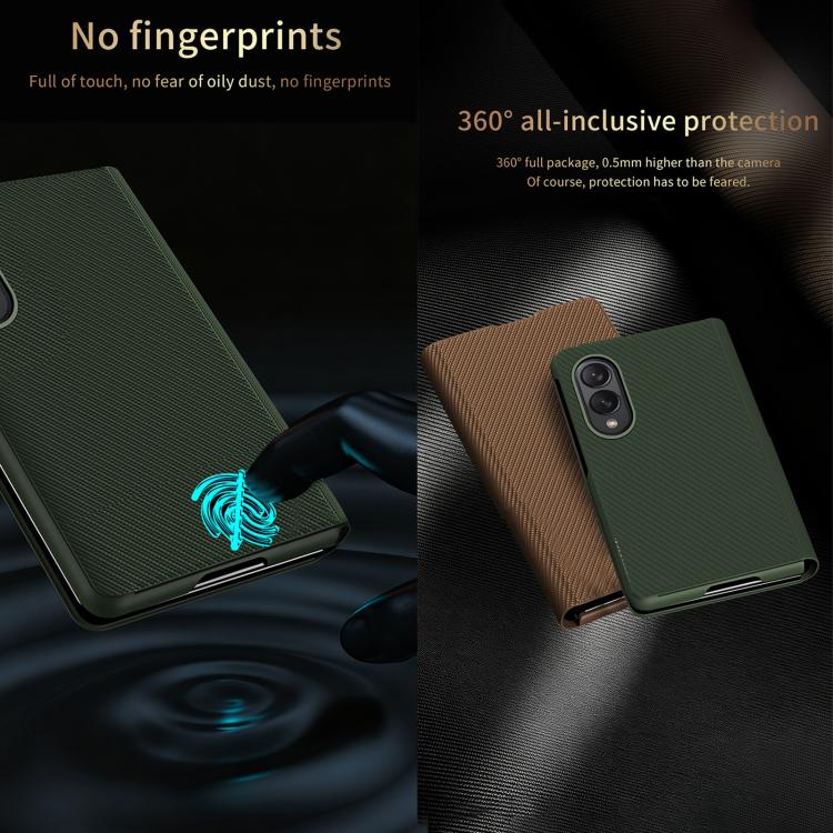 For  Galaxy Z Fold8 5G Kevlar-Texture Vegan Leather Phone Case with Holder(Green) - Image 5