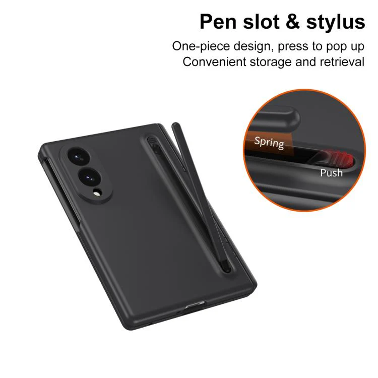 For Galaxy Z Fold8 5G Long Chi Grain Leather Shockproof Phone Case, No Pen(Black) - Image 2