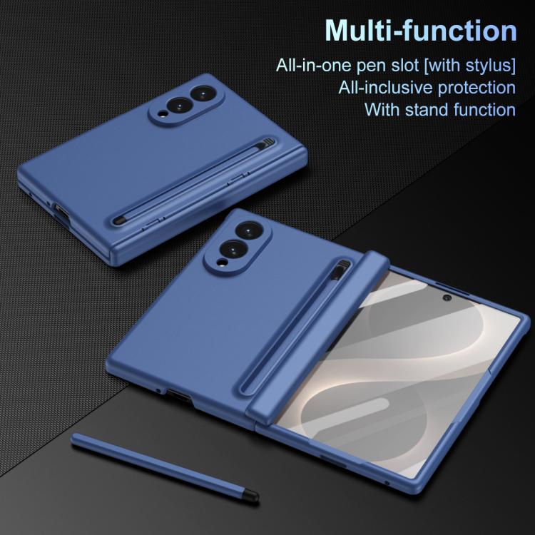 For Galaxy Z Fold8 5G Long Chi Grain Leather Shockproof Phone Case, No Pen(Blue) - Image 3