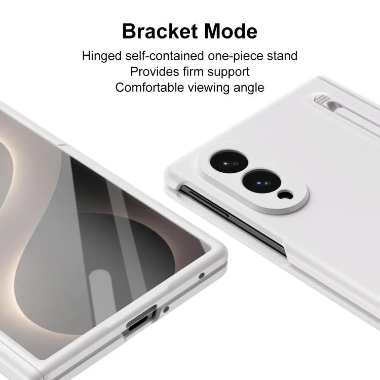For Galaxy Z Fold8 5G Long Chi Grain Leather Shockproof Phone Case, No Pen(White) - Image 6