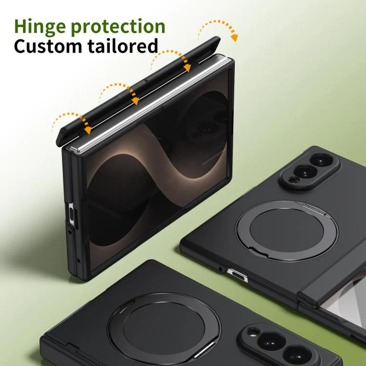 For Galaxy Z Fold8 5G Rotation Magnetic Ring Holder Hinge Integrated Film Phone Case(Black) - Image 3