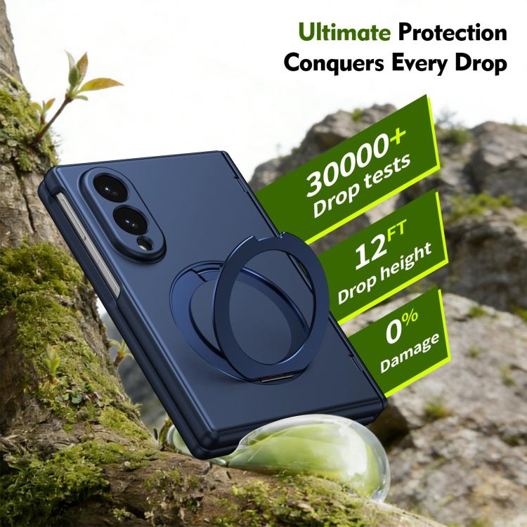 For Galaxy Z Fold8 5G Rotation Magnetic Ring Holder Hinge Integrated Film Phone Case(Blue) - Image 4