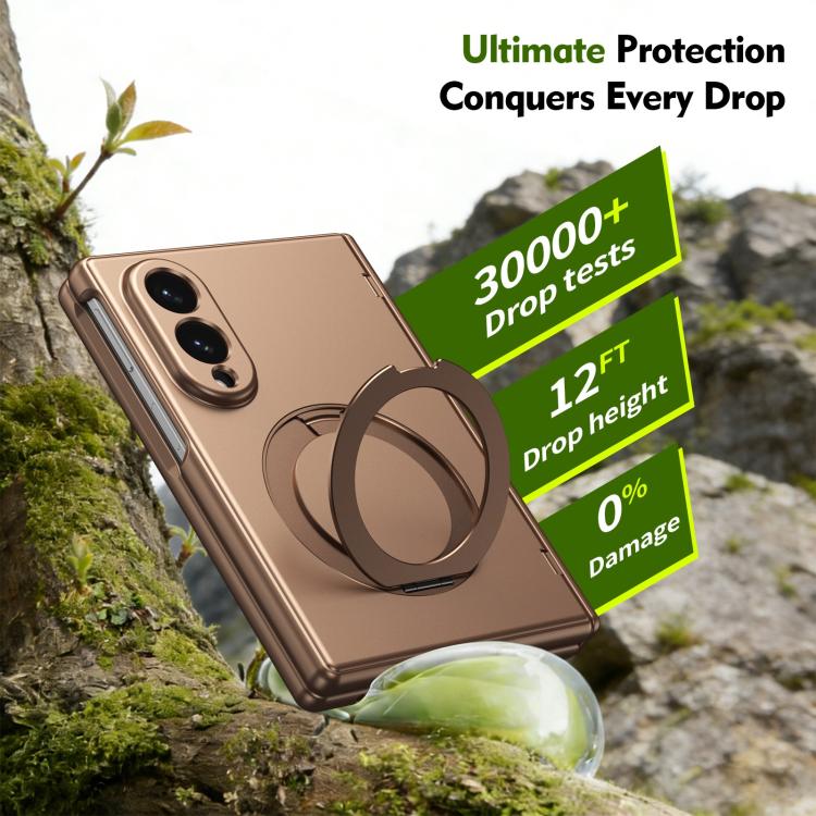 For Galaxy Z Fold8 5G Rotation Magnetic Ring Holder Hinge Integrated Film Phone Case(Gold) - Image 4