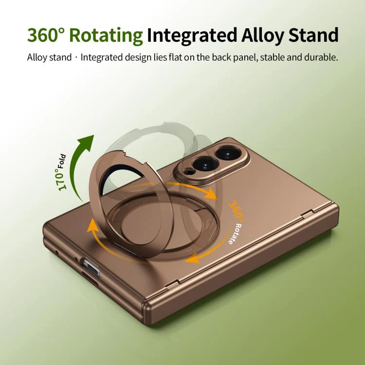For Galaxy Z Fold8 5G Rotation Magnetic Ring Holder Hinge Integrated Film Phone Case(Gold) - Image 5