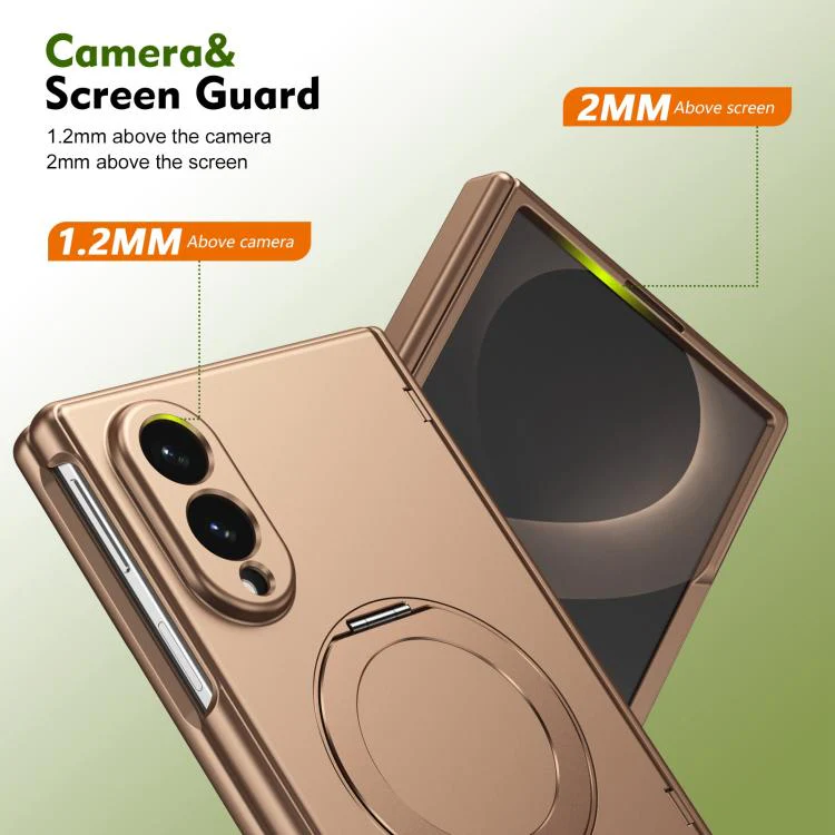 For Galaxy Z Fold8 5G Rotation Magnetic Ring Holder Hinge Integrated Film Phone Case(Gold) - Image 8