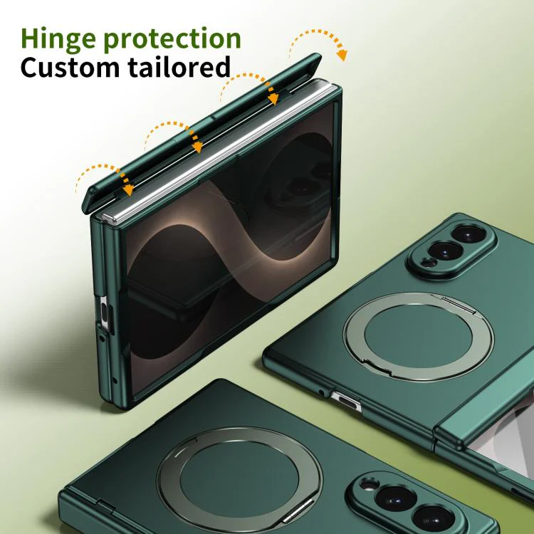 For Galaxy Z Fold8 5G Rotation Magnetic Ring Holder Hinge Integrated Film Phone Case(Green) - Image 3