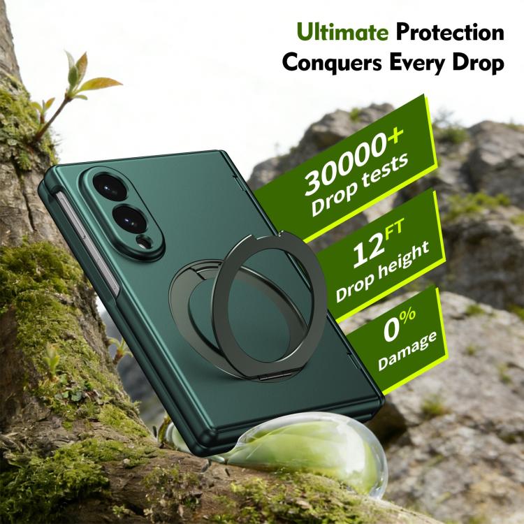 For Galaxy Z Fold8 5G Rotation Magnetic Ring Holder Hinge Integrated Film Phone Case(Green) - Image 4