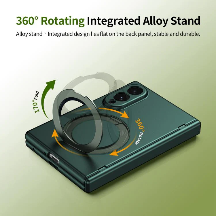 For Galaxy Z Fold8 5G Rotation Magnetic Ring Holder Hinge Integrated Film Phone Case(Green) - Image 5