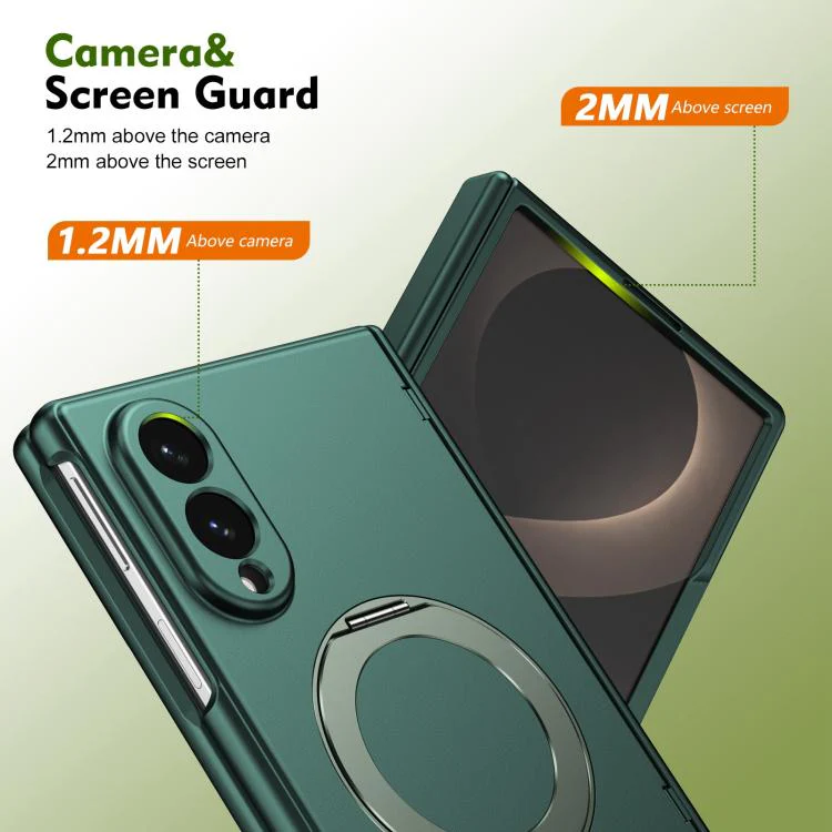 For Galaxy Z Fold8 5G Rotation Magnetic Ring Holder Hinge Integrated Film Phone Case(Green) - Image 8
