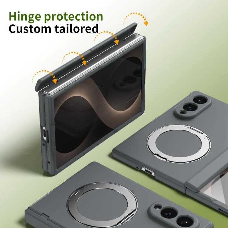 For Galaxy Z Fold8 5G Rotation Magnetic Ring Holder Hinge Integrated Film Phone Case(Grey) - Image 3