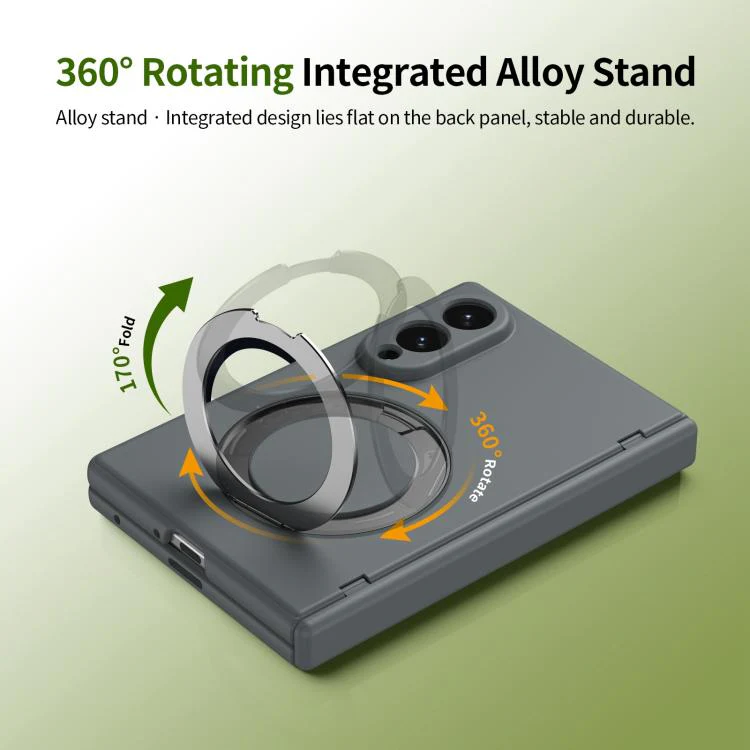 For Galaxy Z Fold8 5G Rotation Magnetic Ring Holder Hinge Integrated Film Phone Case(Grey) - Image 5