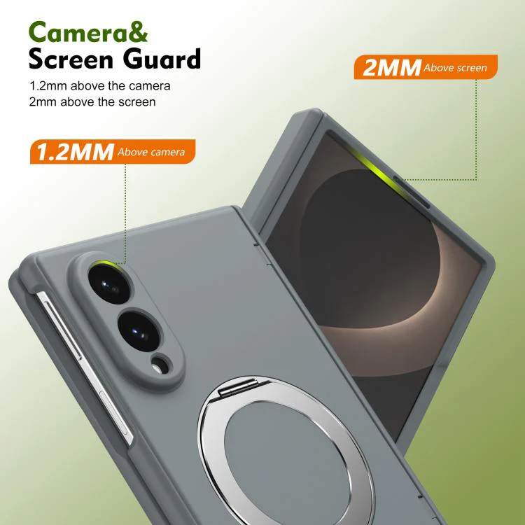 For Galaxy Z Fold8 5G Rotation Magnetic Ring Holder Hinge Integrated Film Phone Case(Grey) - Image 8