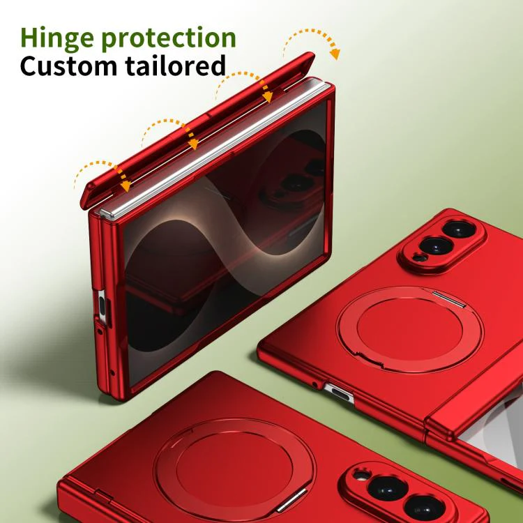 For Galaxy Z Fold8 5G Rotation Magnetic Ring Holder Hinge Integrated Film Phone Case(Red) - Image 3