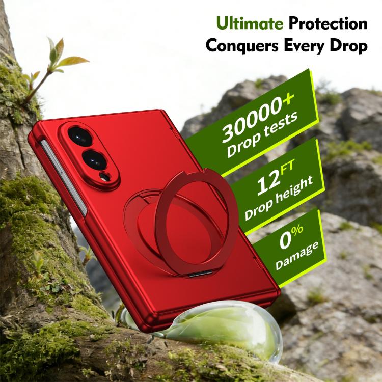 For Galaxy Z Fold8 5G Rotation Magnetic Ring Holder Hinge Integrated Film Phone Case(Red) - Image 4