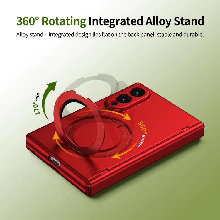 For Galaxy Z Fold8 5G Rotation Magnetic Ring Holder Hinge Integrated Film Phone Case(Red) - Image 5
