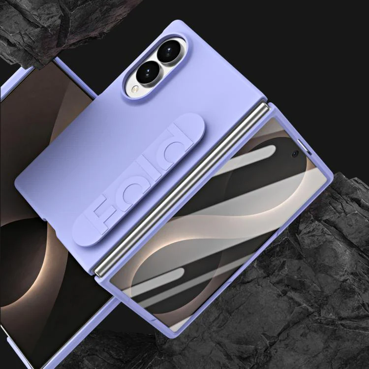 For Galaxy Z Fold8 5G Skin Elastic Wrist Grip Back Cover Phone Case(Purple) - Image 5