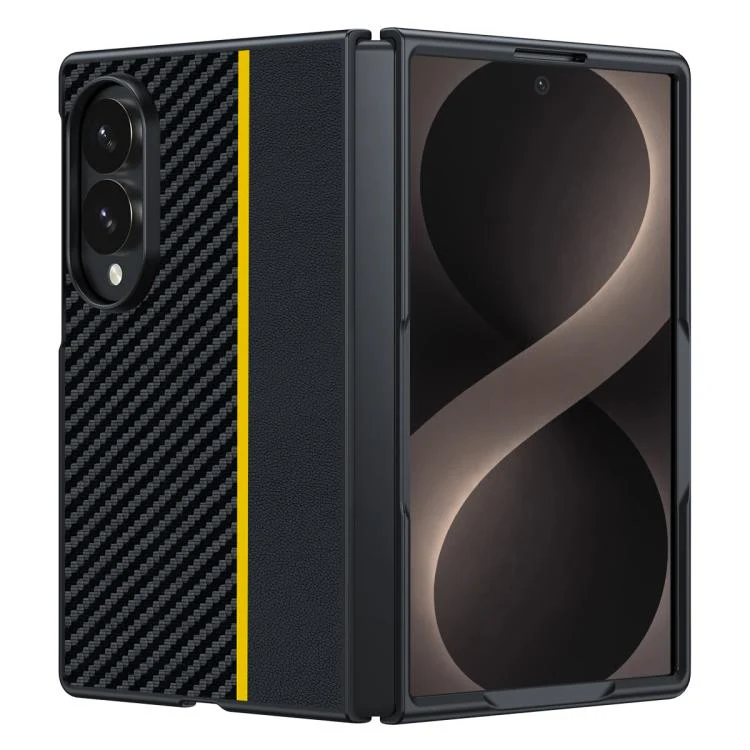 For Galaxy Z Fold8 5G Ultra-thin Carbon Fiber Texture Printing Phone Case(Black Yellow)