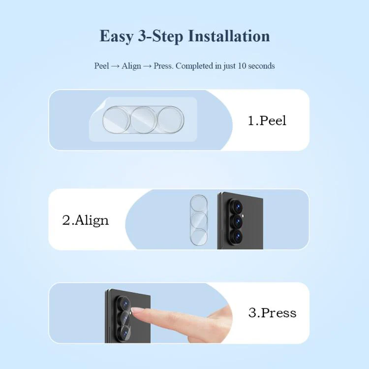 For Galaxy Z Fold8 Ultra 5G 2Pcs/Set LeReach TF Series 3D Full Coverage Version HD Wear-Resistant Camera Lens Glass Film(Black) - Image 7