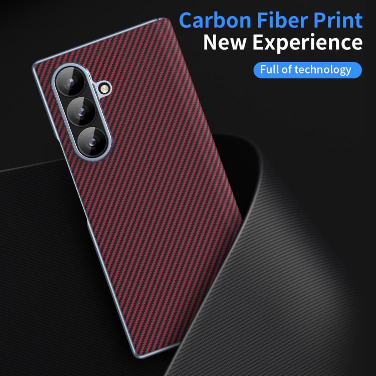 For Galaxy Z Fold8 Ultra 5G Electroplated Carbon Fiber Pattern Folding Phone Case with Hinge(Red) - Image 7