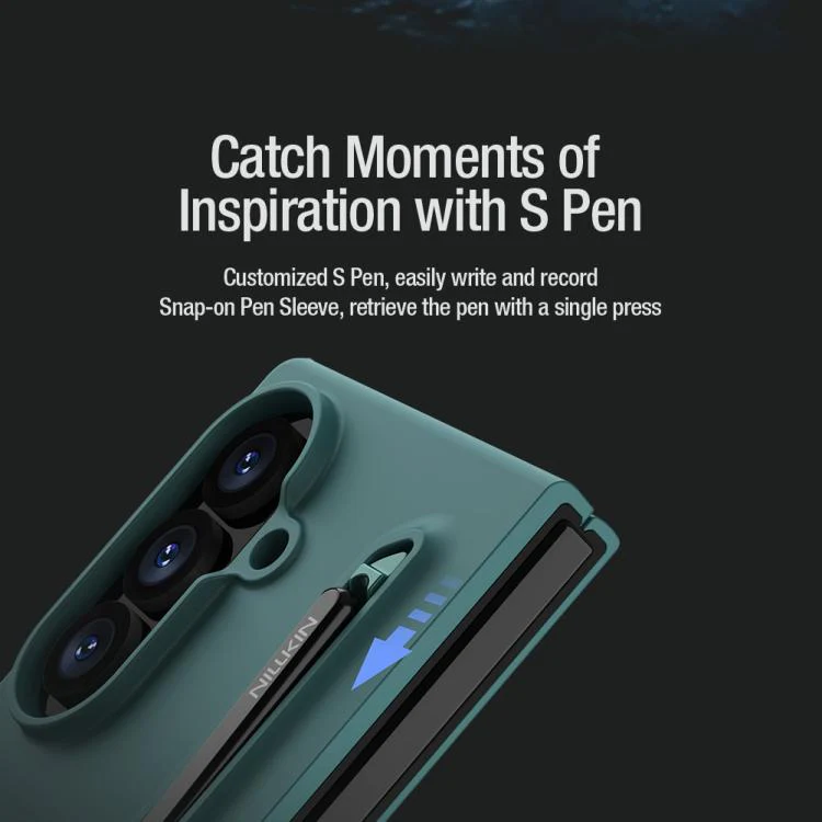 For Galaxy Z Fold8 Ultra 5G NILLKIN Fold Liquid Silicone PC Phone Case with Stylus(Blue) - Image 6