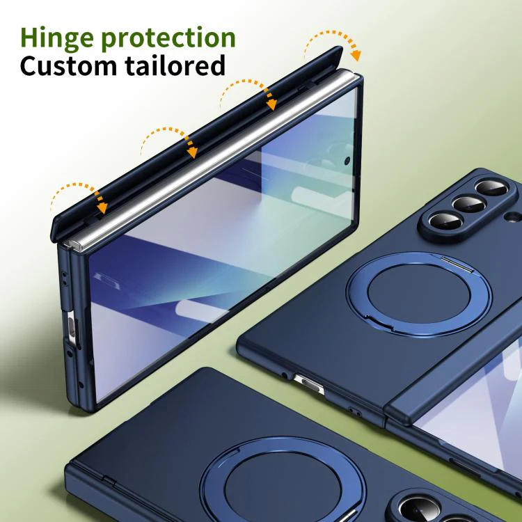 For Galaxy Z Fold8 Ultra 5G Rotation Magnetic Ring Holder Hinge Integrated Film Phone Case(Blue) - Image 3