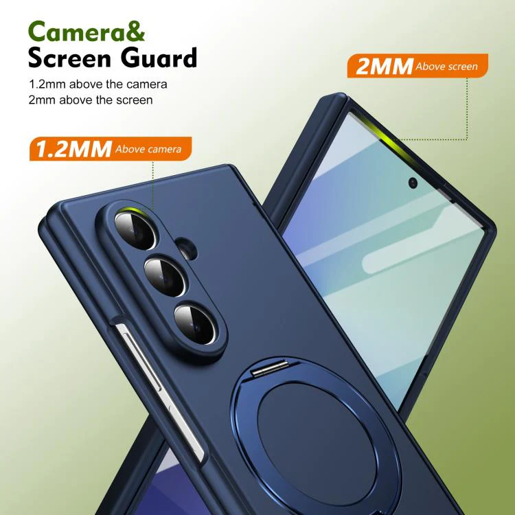 For Galaxy Z Fold8 Ultra 5G Rotation Magnetic Ring Holder Hinge Integrated Film Phone Case(Blue) - Image 8