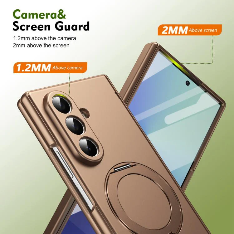 For Galaxy Z Fold8 Ultra 5G Rotation Magnetic Ring Holder Hinge Integrated Film Phone Case(Gold) - Image 8